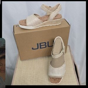 JBU Cream Sandals with Velcro Strap